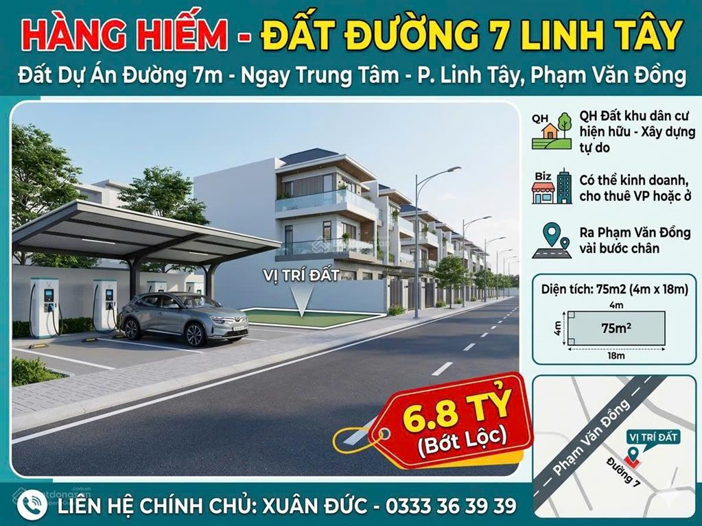 Đất đẹp đường rộng 7m kế bên phạm văn đồng  linh tây  thủ đức, giá chỉ hơn 6 tỷ