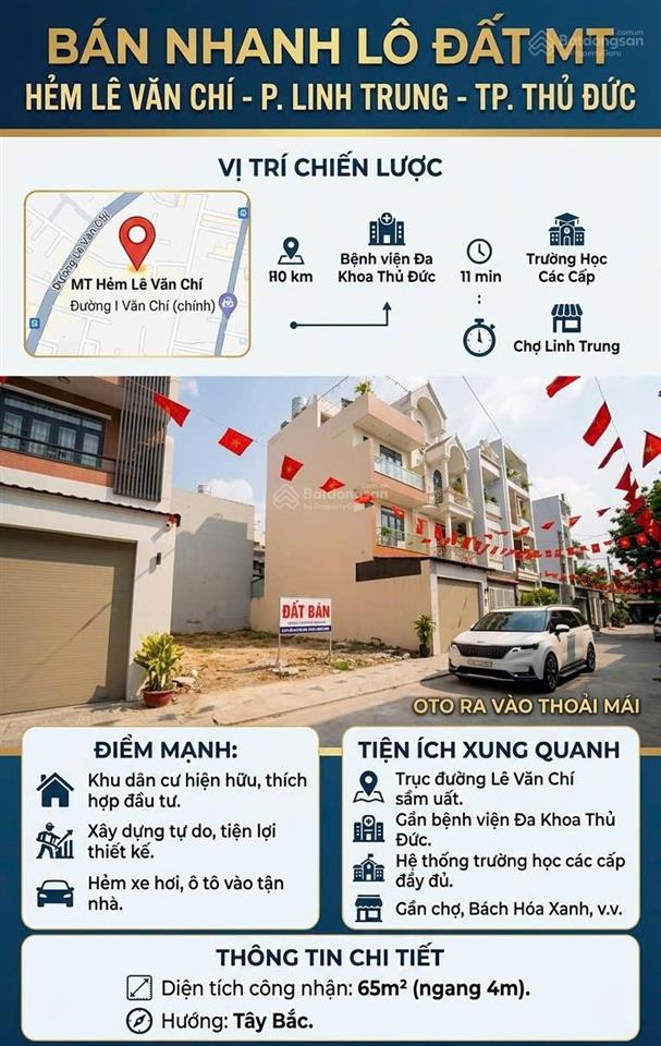 Đất hiếm đường lê văn chí phân khúc hơn 5 tỷ hẻm oto 7m thông  linh trung