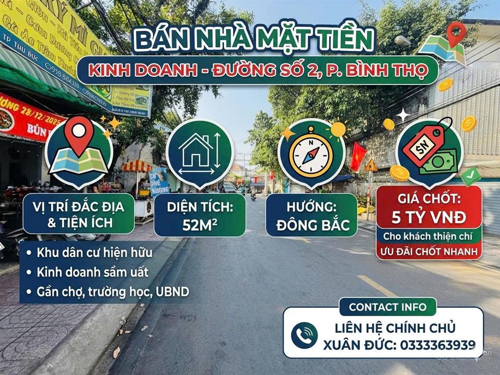 Bán nhà mặt tiền trong ngay chợ bắc ninh phường bình thọ