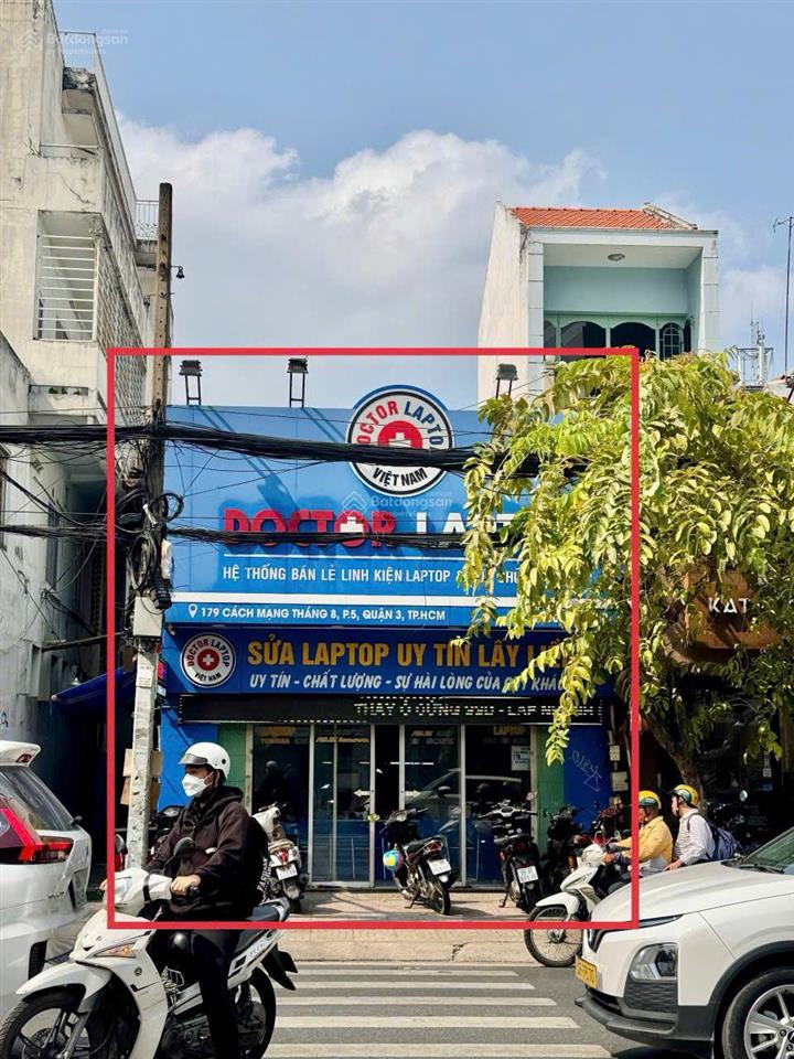 Bán nhà mt cmt8, q3  5,55x25m, nở hậu 6,5m  có hđ thuê 83 triệu/tháng  36,5 tỷ