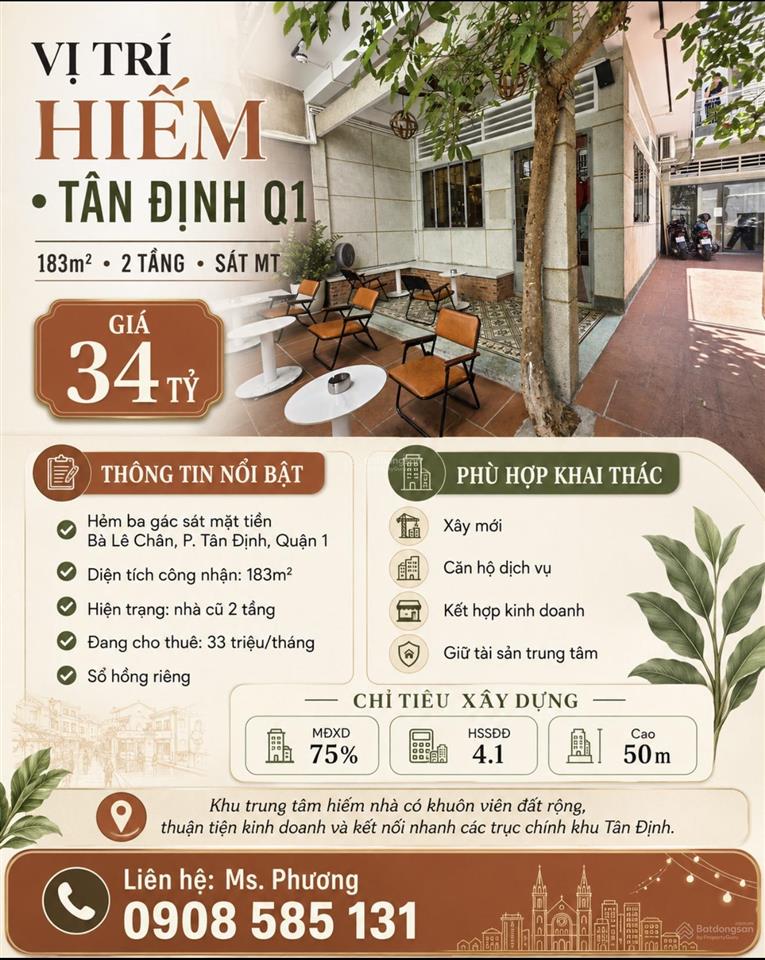 Vị trí hiếm tân định q1 183m2 2 tầng sát mt