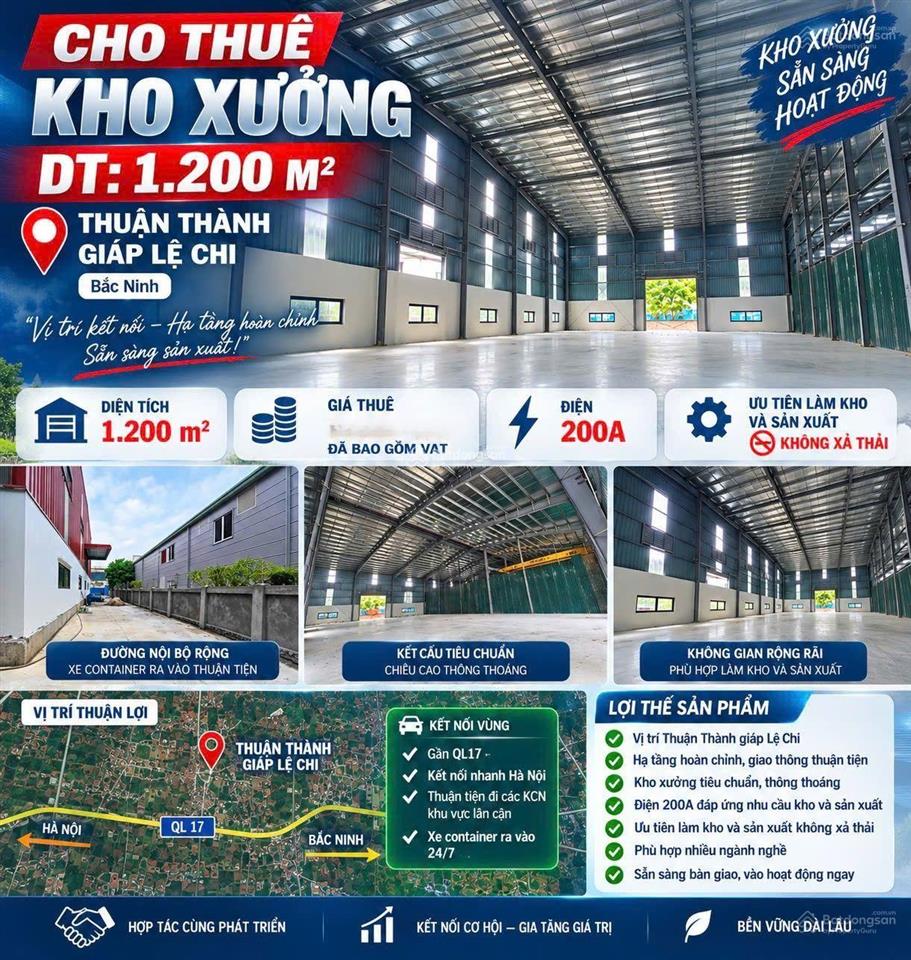 Cho thuê kho tiêu chuẩn mới dựng, pháp ký xuất vat đầy đủ, pccc hạng c, điện 3p,container lùi xưởng