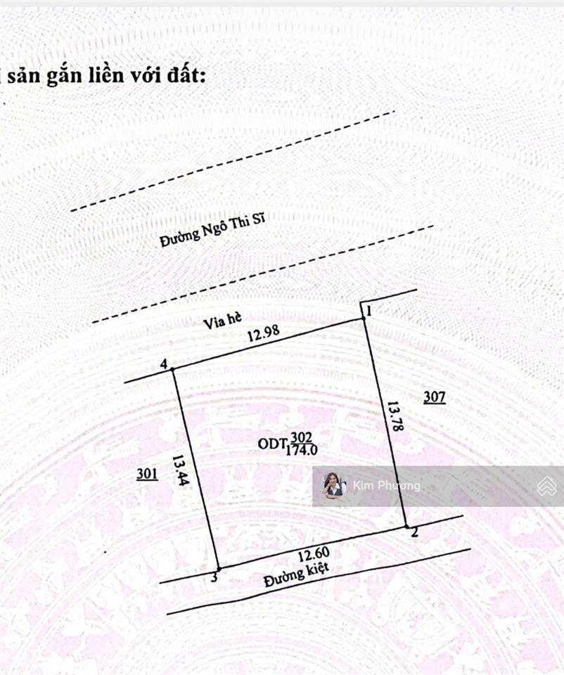 Sát biển, khu phố tây sầm uất, đất mặt tiền ngô thì sỹ, ngang 13m , dt 174m, kiệt sau thoáng
