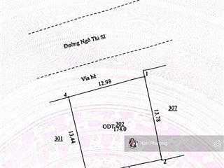 Sát biển, khu phố tây sầm uất, đất mặt tiền ngô thì sỹ, ngang 13m , dt 174m, kiệt sau thoáng