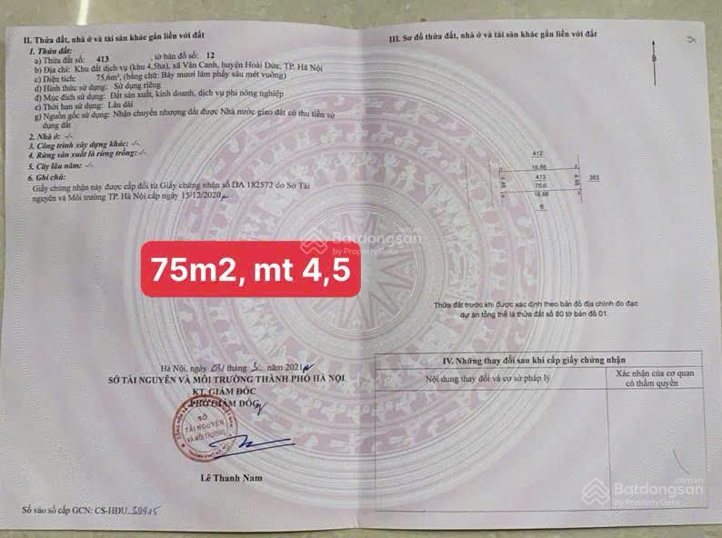 5 lô dt 49m2  50m2  56m2  75m2  84m2, khu 4,5ha đất dịch vụ vân canh, mặt đường vành đai 3,5