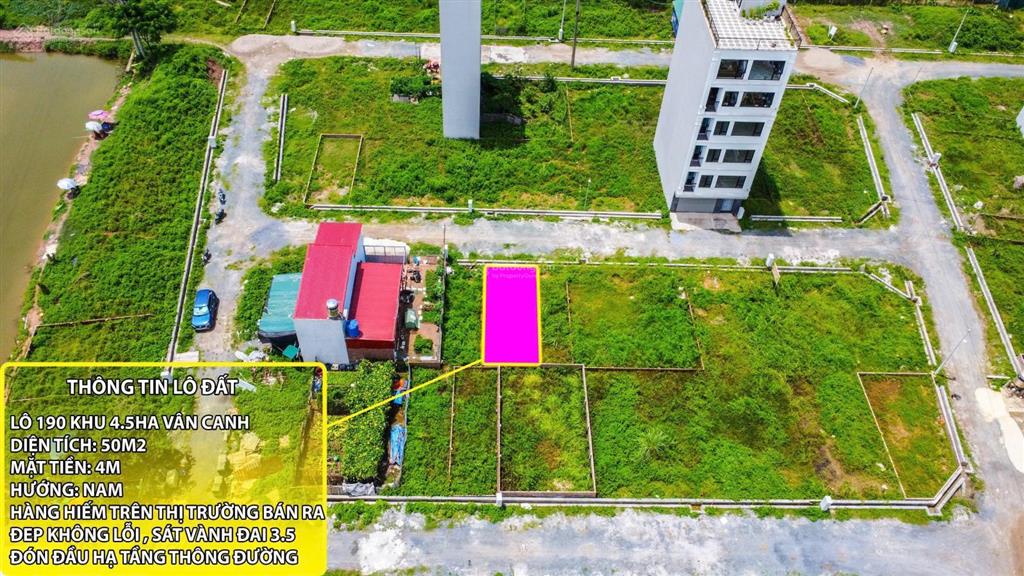5 lô dt 49m2  50m2  56m2  75m2  84m2, khu 4,5ha đất dịch vụ vân canh, mặt đường vành đai 3,5