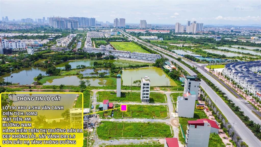 5 lô dt 49m2  50m2  56m2  75m2  84m2, khu 4,5ha đất dịch vụ vân canh, mặt đường vành đai 3,5