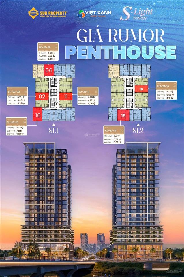 Siêu phẩm penthouse 2 tầng slight tower  view ngã ba sông & downtown  chỉ 5,26 tỷ
