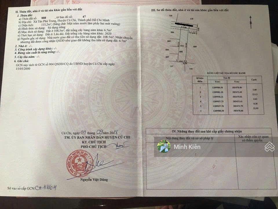 Đất thật giá rẻ nằm ở đ nguyễn thị lắng xã tân phú trung chủ để lại giá 850tr, dt 115m2 , sổ riêng.