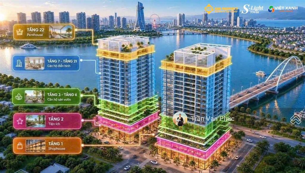 Slight tower đà nẵng nhận booking căn hộ studio 33.3m² view sông hàn, chiết khấu 27%, miễn lãi 24t