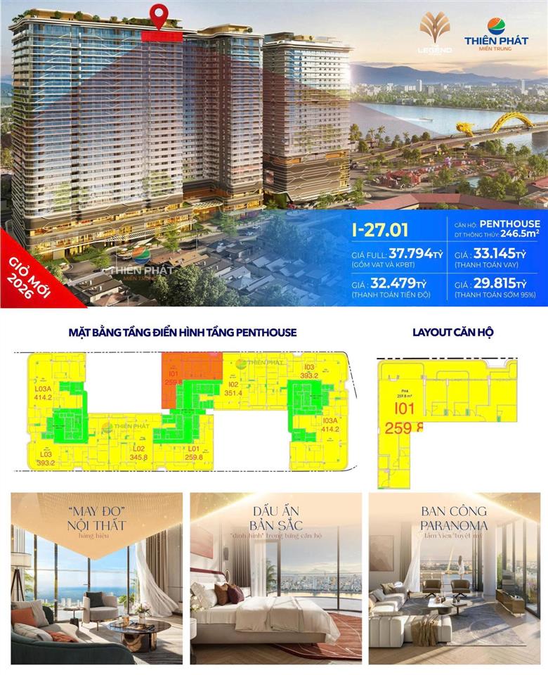 1 căn penthouse một trong số ít ngay đầu cầu rồng khẳng định vị thế và giá trị  the legend danang