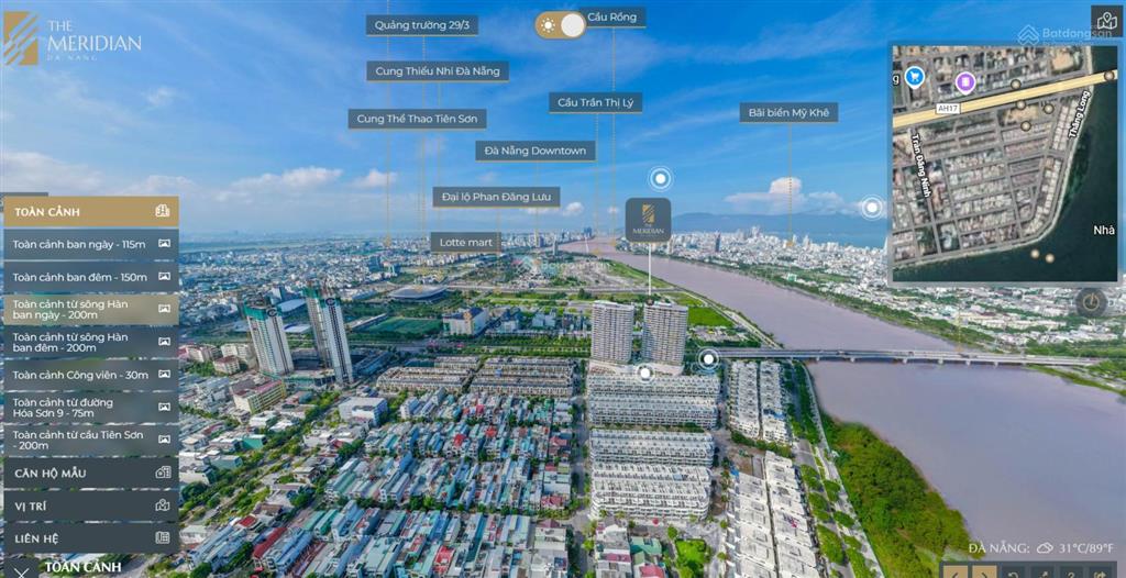 Độc quyền căn đẹp 3pn the meridian đà nẵng trung tâm tp, view sông hướng nam mát mẻ, sở hữu lâu dài
