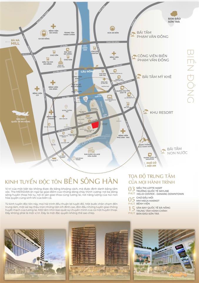 Độc quyền căn đẹp 3pn the meridian đà nẵng trung tâm tp, view sông hướng nam mát mẻ, sở hữu lâu dài