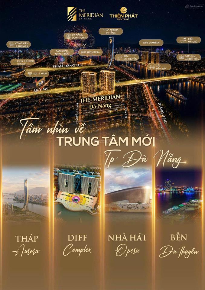 Độc quyền căn đẹp 3pn the meridian đà nẵng trung tâm tp, view sông hướng nam mát mẻ, sở hữu lâu dài
