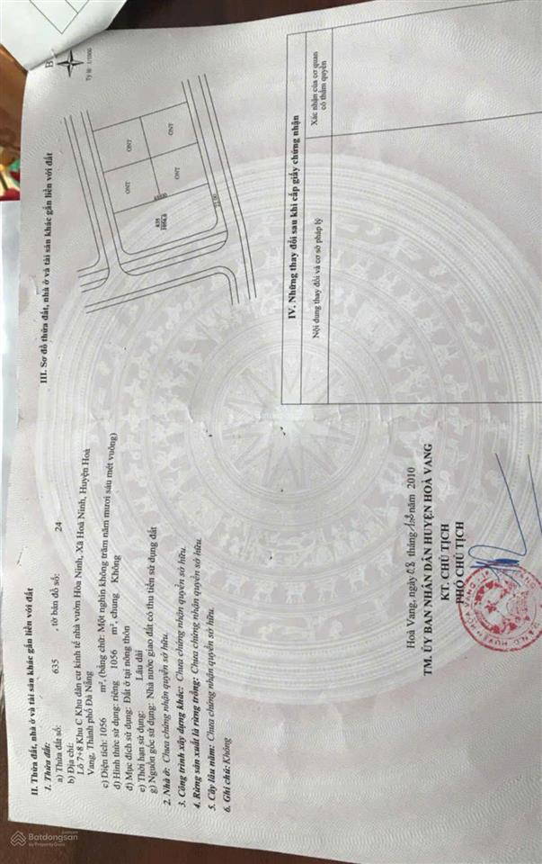 Chính chủ cần bán 1056 m2 full đất ở pháp lý đầy đủ