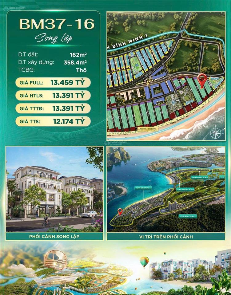 Duy nhất rẻ nhất biệt thự song lập hạ long xanh view biển dt 162m2, giá chỉ 12 tỷ. 0911 423 ***