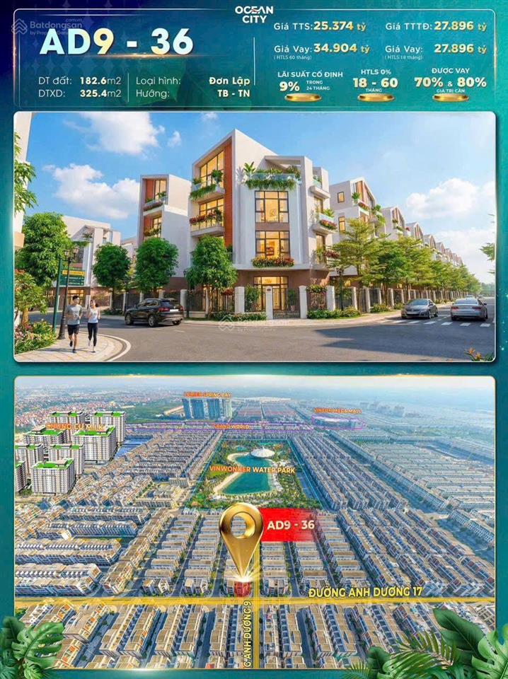 Đơn lập rẻ nhất thị trường ocean park 3, dt 183m2, giá chỉ 25 tỷ.  0911 423 ***