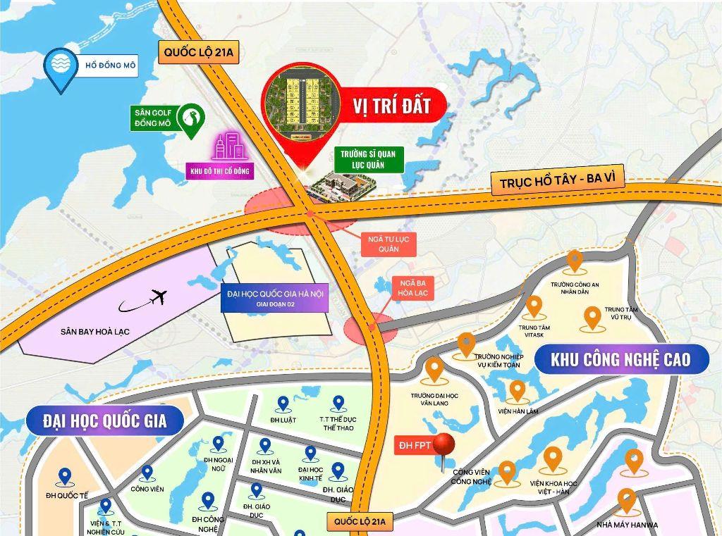 Bán 60m2 2 mặt tiền trung tâm Hòa Lạc sát trường Lục Quân ngã tư trục Hồ Tây Ba Vì
