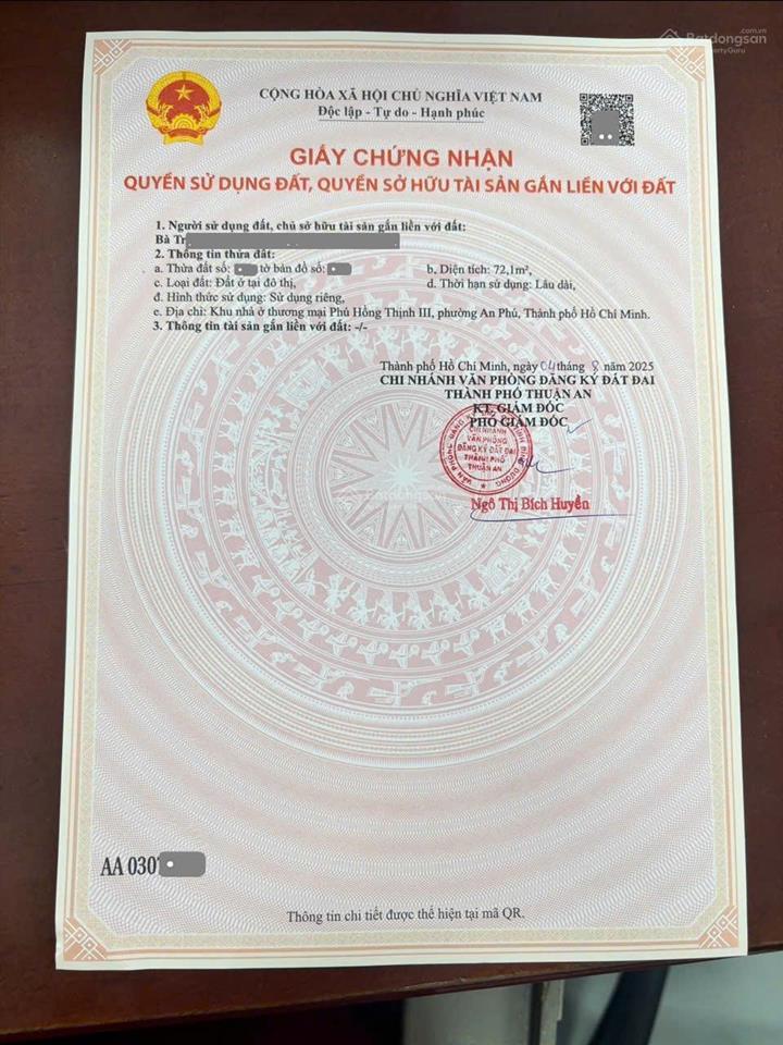 Chỉ 3,6ty có ngay 1 lầu 1 trêt 72,1m full thổ cư . cách vỏng xoay an phú 100m