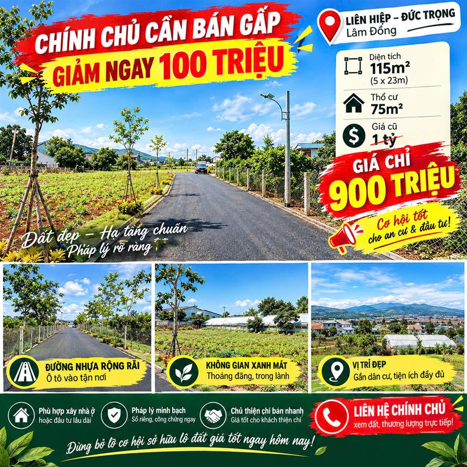 💥 CHỦ HẠ GIÁ MẠNH – LÔ ĐẤT LIÊN HIỆP CHỈ 900 TRIỆU! 💥