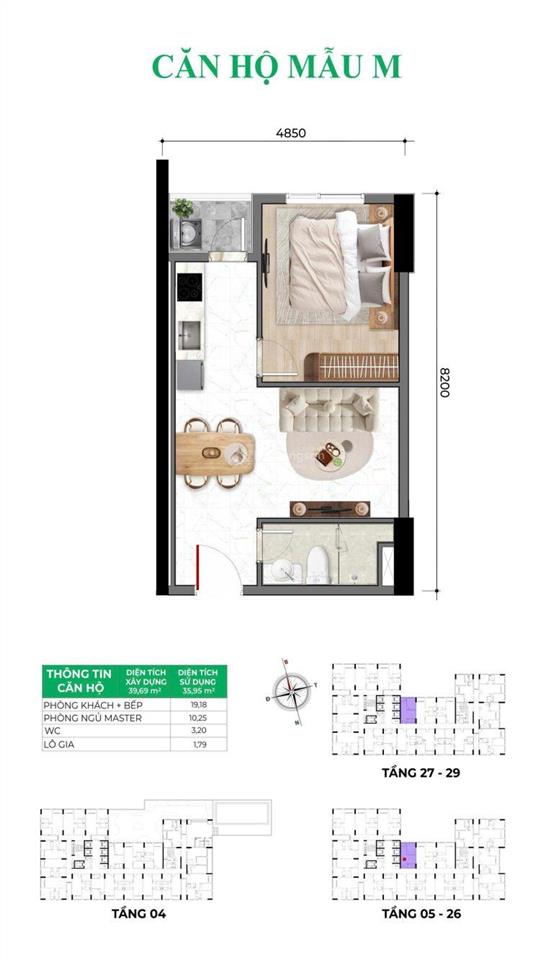 Bán căn hộ bcons asahi, dt 36m2 giá 1,7 tỷ, trả trước 20%, ngân hàng cho vay 80%  30 năm