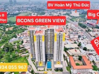 Bán căn hộ bcons green view, dt 52m2 giá 2,1 tỷ, sổ hồng sang tên ngay, nh cho vay 80%  30 năm