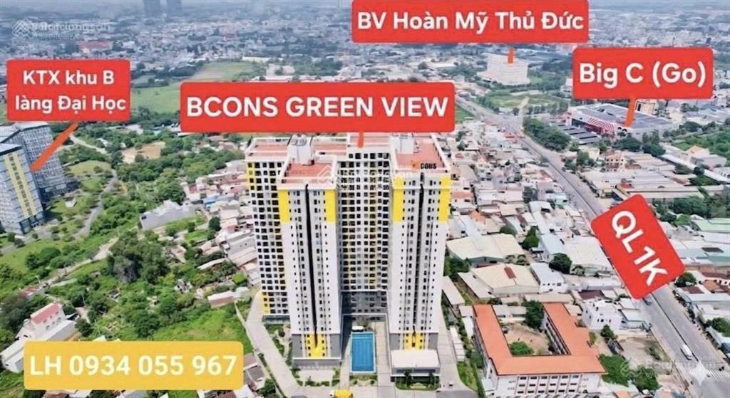 Bán căn hộ bcons green view, dt 52m2 giá 2,1 tỷ, sổ hồng sang tên ngay, nh cho vay 80%  30 năm