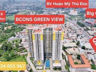 Bán căn hộ bcons green view, dt 52m2 giá 2,1 tỷ, sổ hồng sang tên ngay, nh cho vay 80%  30 năm