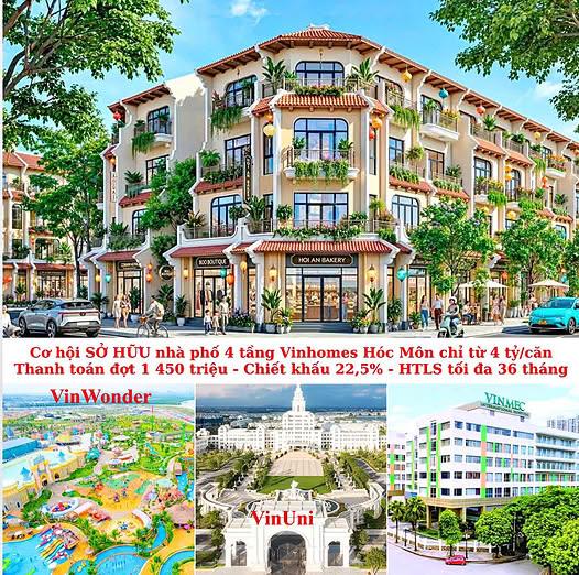 Vinhomes04 - [CHỈ 4 TỶ] – SỞ HỮU BIỆT THỰ LIỀN KỀ VINHOMES HÓC MÔN 5M X 15M (75M²) – MẶT