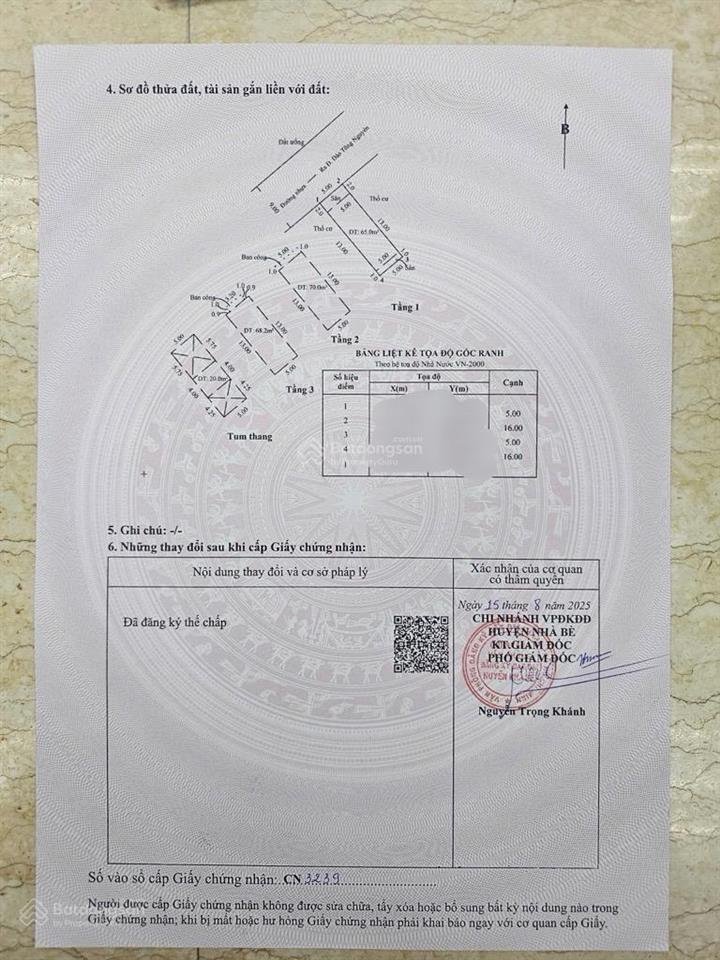 Nhà 5 tầng mặt tiền đường 9m trung tâm nhà bè, 80m, 4pn, giá 9 tỷ (tl)
