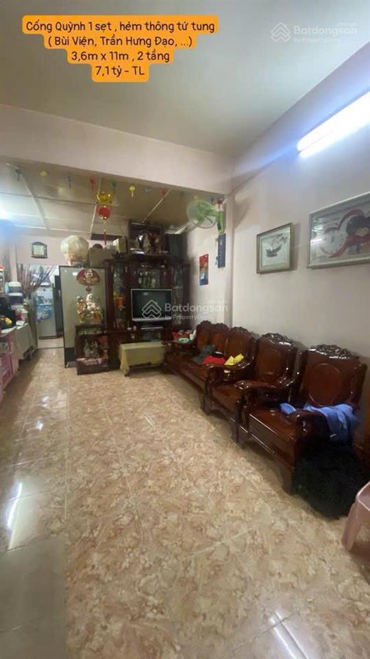 Cống quỳnh 1 sẹt, hẻm thông, ngang 3,6m x 11m, 2 tầng, 2pn, 2wc