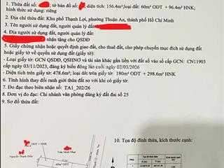 Chính chủ bán đất đẹp tại mặt tiền đường an thạnh 22, 22,5 triệu / m2, 156,4 m2