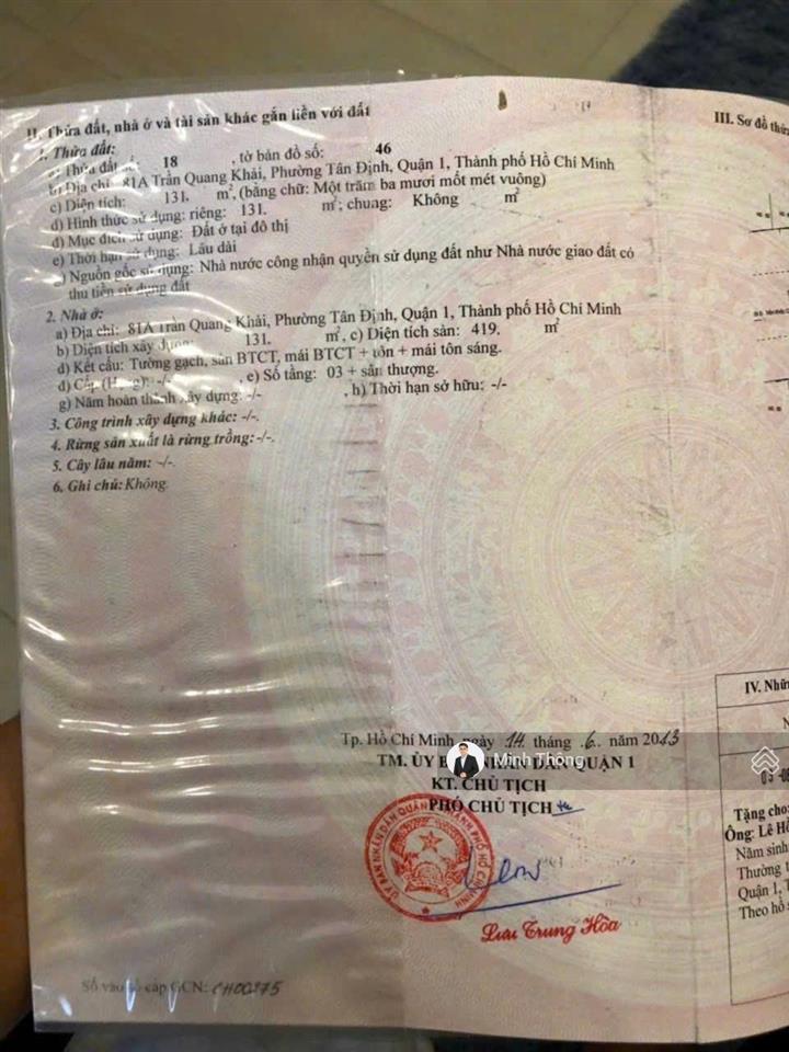 1 0 2! chủ gửi tài sản 81a trần quang khải! dt 7.2 x 18, cn 131m2  4 tầng  hđt 1,827 chỉ 83 tỷ
