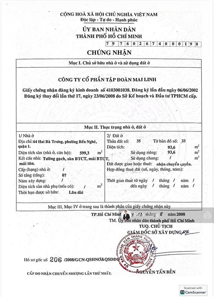 Chú hồ huy cần bán trụ sở mai linh  64 hai bà trưng (dt 4.4x22m  599m sàn  8t) chỉ 100 tỷ