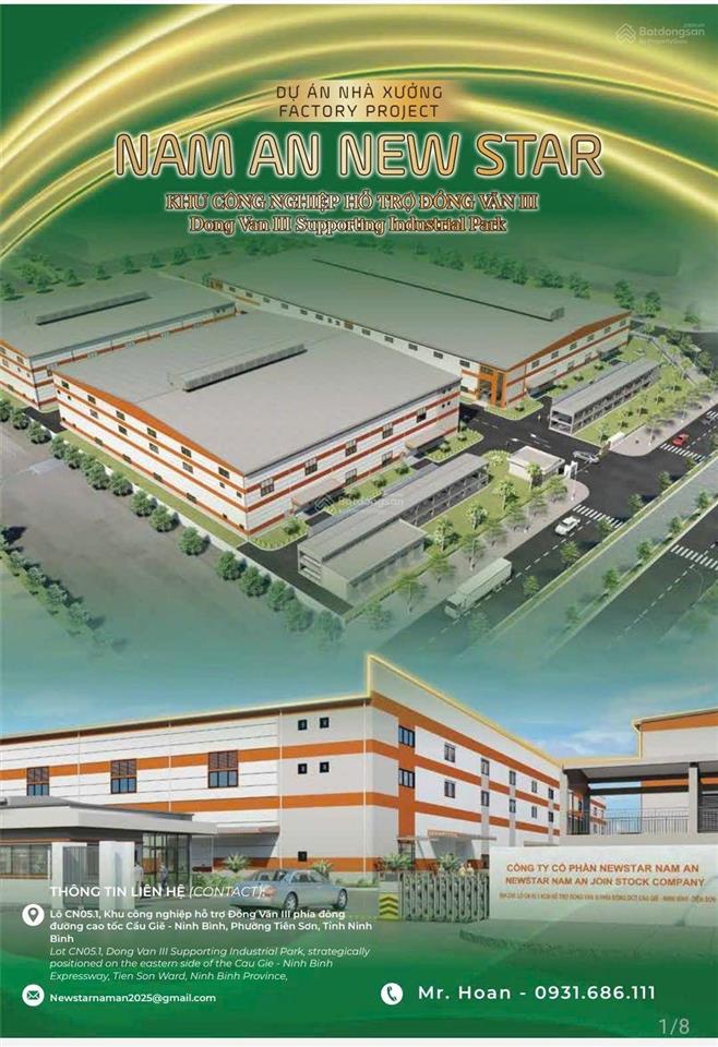 Cho thuê kho, nhà xưởng tại khu công nghiệp đồng văn iii, 2 tỷ vnd, 16600 m2
