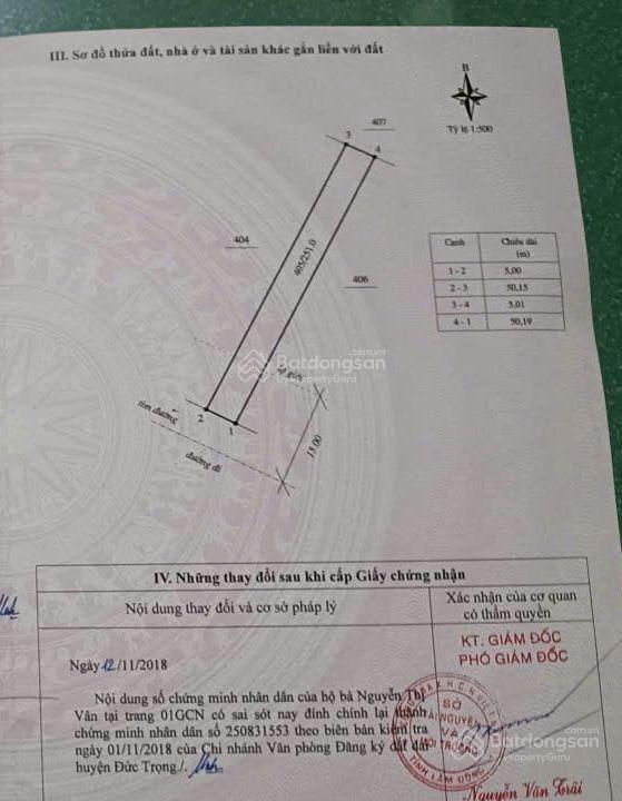 Cần bán lô đất 5x50m mặt đường chính thôn knai, đức trọng, lâm đồng. gần ngay cây xăng knai