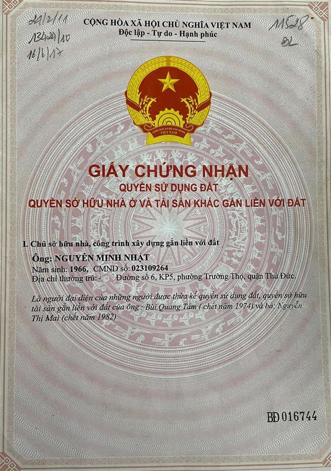Nhà cấp 4 61.5m (3.7x18) đường số 6, trường thọ, thủ đức