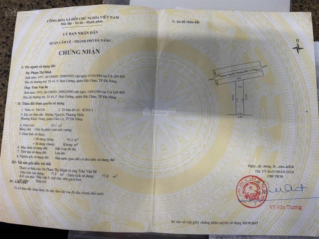 Bán nhà cấp 4 mặt tiền đường 5m5 nguyễn thượng hiền, khuê trung, cẩm lệ