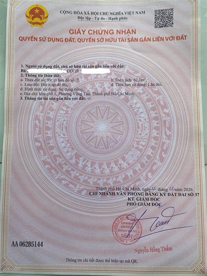 Bán gấp nhà 1 trệt 1 lầu nhà hẻm đường lê ngọc hân p1 cũ gần biển