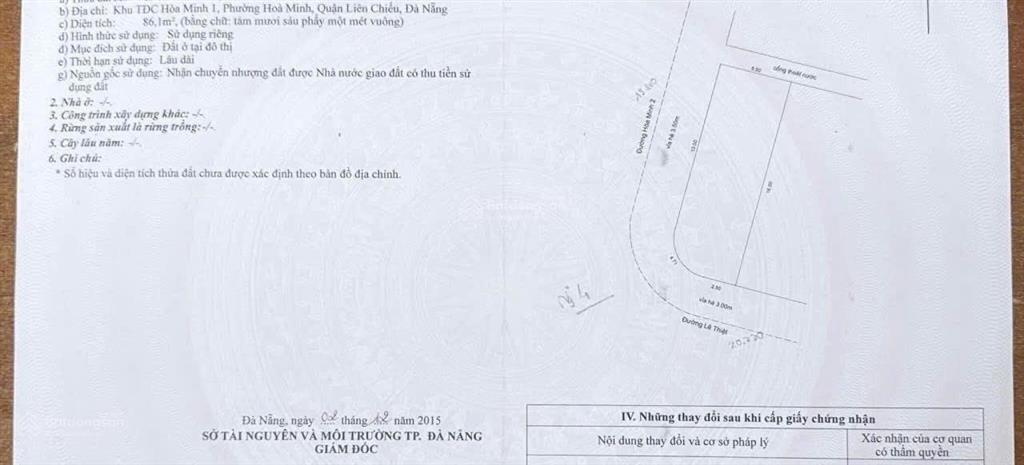 Tôi chính chủ bán lô góc 2 mt lê thiệt và hoà minh 2 , p. hòa minh, đà nẵng