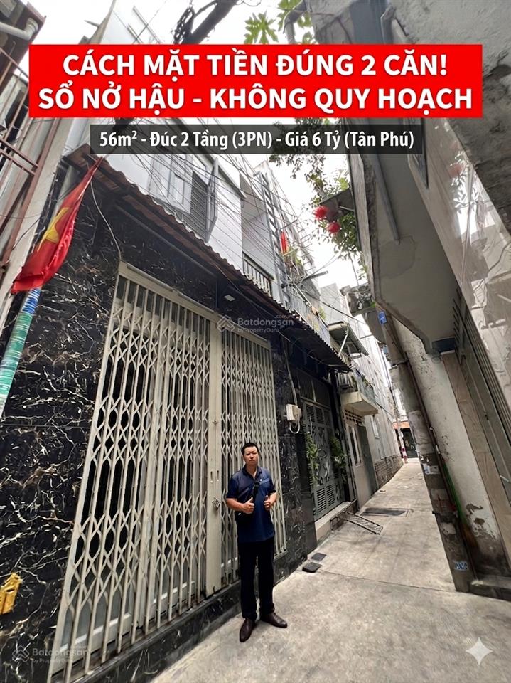 [hiếm] kênh tân hoá 56m2 nở hậu 5m  cách mặt tiền 2 căn  6 tỷ