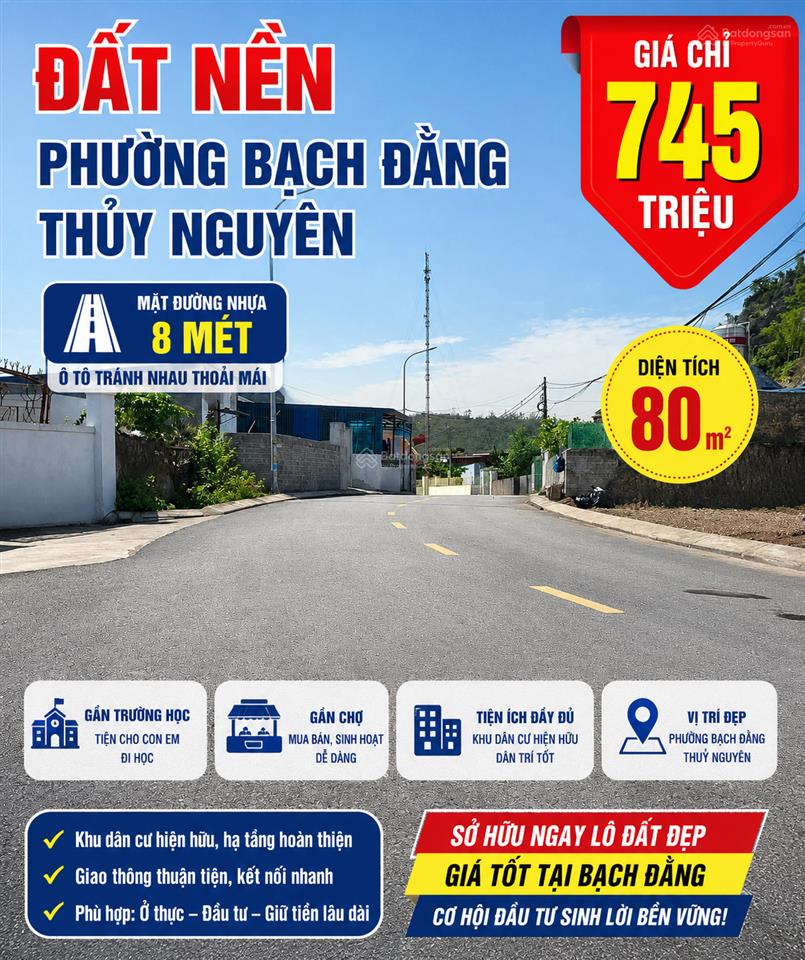 Đất tại phường bạch đằng mặt đường nhựa rộng 8 mét