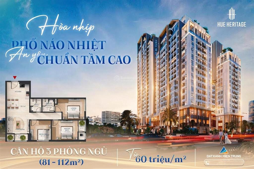 Căn hộ 3pn trung tâm tp huế  hue heritage đối diện vincom, giá cực tốt