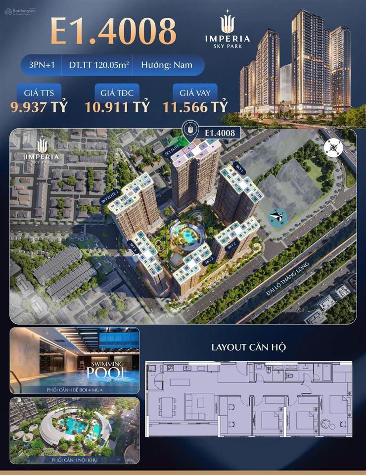 Bán cc 3pn, 2wc tại imperia sky park, giá cực chất 10,911 tỷ, 120.05m2