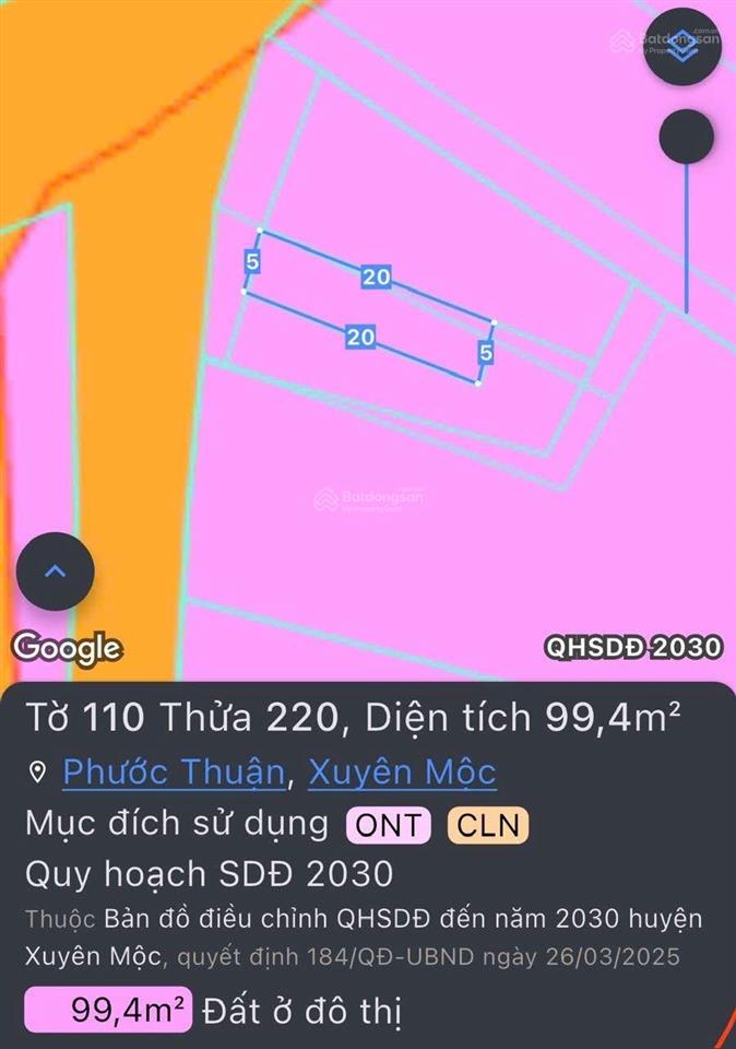 Đất full thổ cư, 10x30, cách biển hồ tràm 5 phút, shcc, mt đường lớn, giá bán 4.1 tỷ