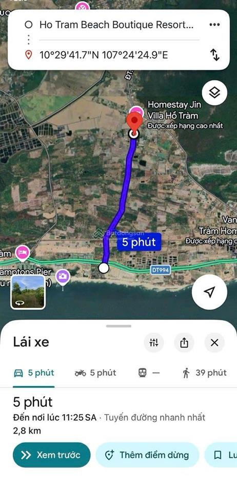 Đất full thổ cư, 10x30, cách biển hồ tràm 5 phút, shcc, mt đường lớn, giá bán 4.1 tỷ