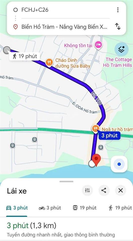 Bán 6600m2 đất tmdv mt dt998, cách biển hồ tràm 500m. thích hợp xây khách sạn + cafe