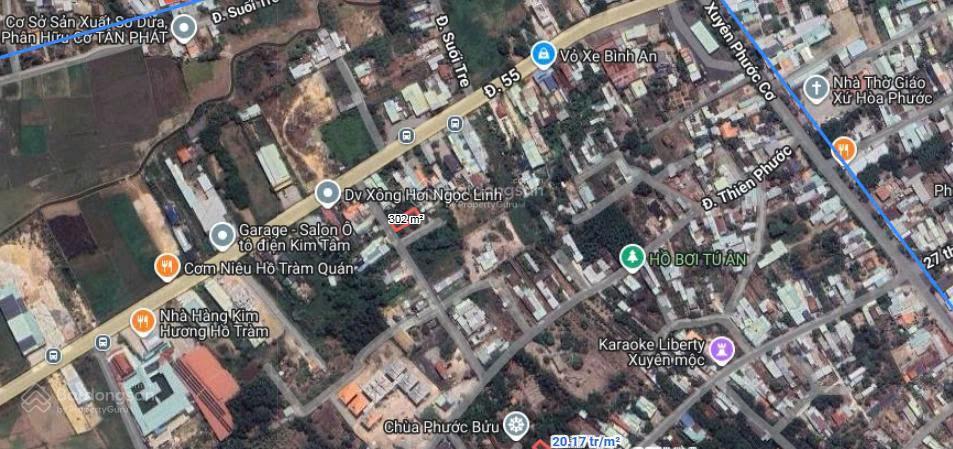 Bán đất 299.7m² full thổ cư ngang 8m giá 7,5 tỷ tại xã hồ tràm