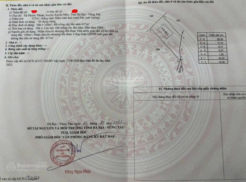 Hot! hàng hiếm tại xã phước thuận, 34 tỷ, 527m2, đất thổ cư gần đường lớn
