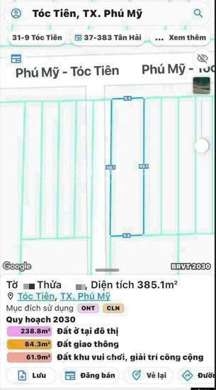 Bán đất tại phú mỹ  tóc tiên, 7,4 tỷ, 385 m2, chính chủ siêu hot